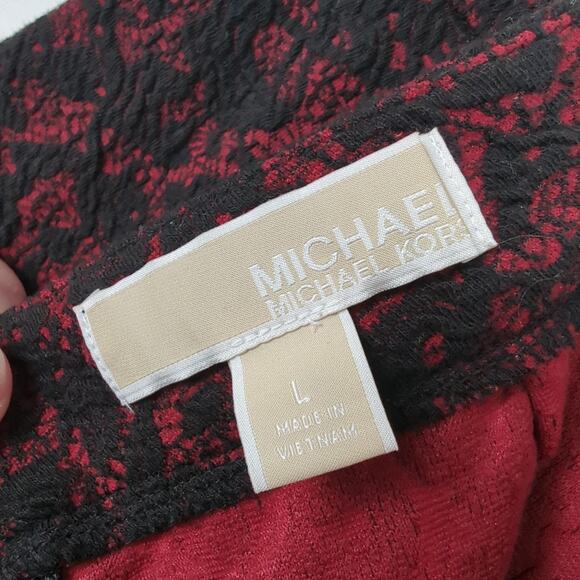 MICHAEL Michael Kors Red and Black Textured Lace‎ Print Mini Skirt Size Large - Picture 6 of 7